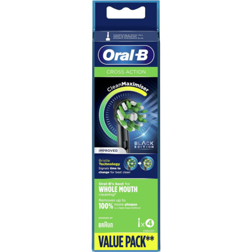 Oral-B CrossAction Schwarz mit CleanMaximiser 4er Pack