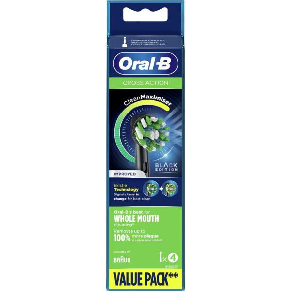Oral-B CrossAction Schwarz mit CleanMaximiser 4er Pack
